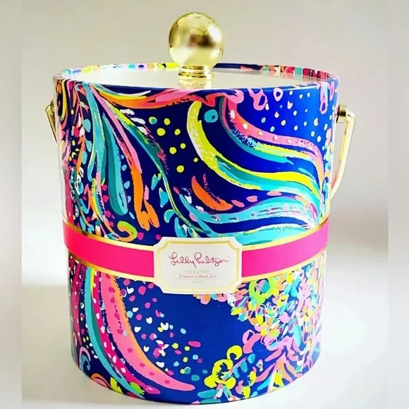 NWT Lilly Pulitzer Ice Bucket Beach Loot Gold Accent - Picture 4 of 4